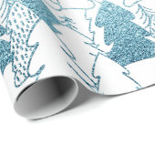 Kerstboom Wit Fancy glitter Ice Blue Snow Cadeaupapier (Rol Hoek)