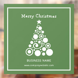 Kerstboom wit op groene ondergrond raamsticker