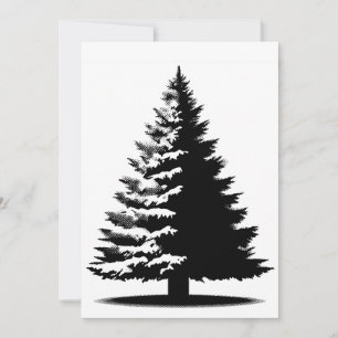 Kerstboom Wit & Zwart Elegant Vervuild Feestdagenkaart