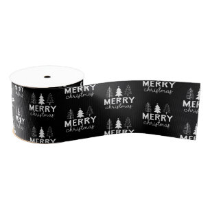 Kerstboom Wit Zwart Grosgrain Lint