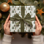 Kerstboom Witte Bloemen Sneeuw | Inpakpapier