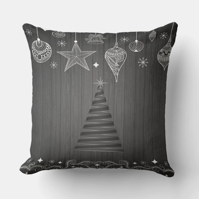 Kerstboom, witte kerstsieraden kussen (Voorkant)