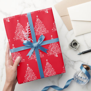 Kerstboom witte rode achtergrond stijlvolle chic cadeaupapier