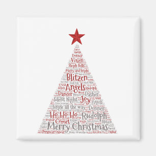Kerstboom Word Art met Rode Ster Magneet
