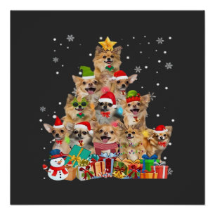 Kerstboom Xmas Lichtjes Chihuahua Klassiek T-Shirt Perfect Poster