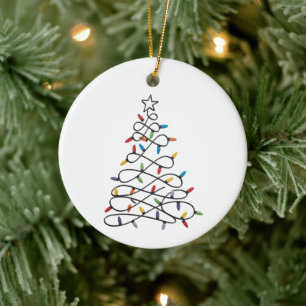 Kerstboom Xmas Lichtjes Feest Vakantie Keramisch Ornament