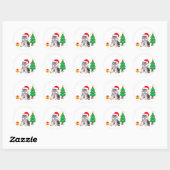 Kerstboom, Yorkshire puppy dog & giften Ronde Sticker (Vel)