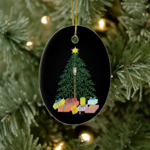 Kerstboom Zwarde Ovaal Keramisch Ornament