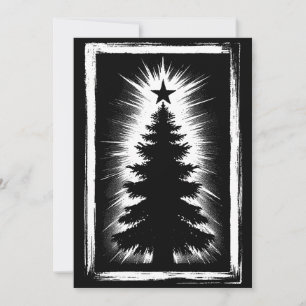 Kerstboom Zwart & Wit Grunge & Vervuild Feestdagenkaart