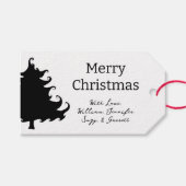 Kerstboom zwart-wit Stropdas op cadeau Labels Cadeaulabel (Voorkant (Horizontaal))