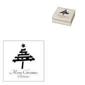 Kerstboom Zwarte Script Aanpasbare Feestdag Rubberstempel (Gestempeld)