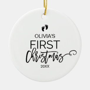 Kerstboombaby's eerste kerstfeestdag keramisch ornament