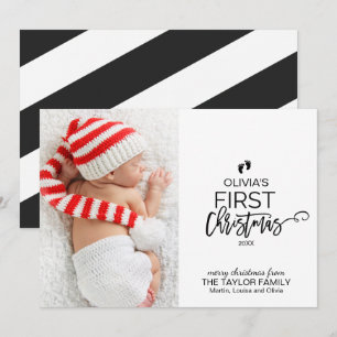 Kerstboombaby's eerste kerstfoto feestdagenkaart