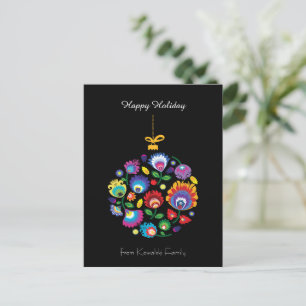 🎄 kerstboombauble - folklore [black] Holiday Feestdagenkaart