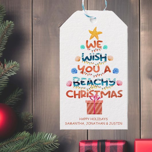 kerstboombeukenboom cadeaulabel