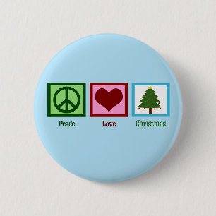  kerstboomblauw vredesgebarentaal ronde button 5,7 cm