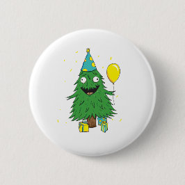 kerstboomboom ronde button 5,7 cm