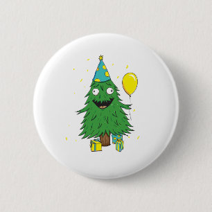 kerstboomboom ronde button 5,7 cm