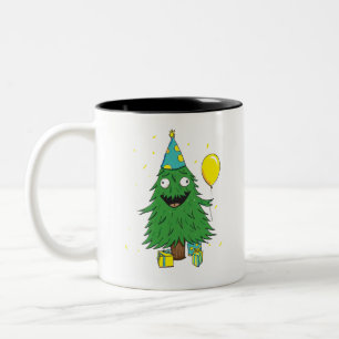 kerstboomboom tweekleurige koffiemok