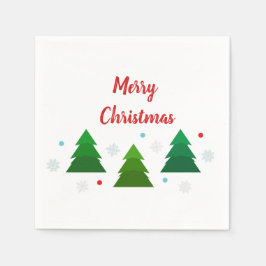 Kerstboombos, sneeuwvlokken, rode blauwe stippen servet