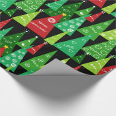 kerstboomcollage (zwarte achtergrond) cadeaupapier (Hoek)