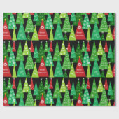 kerstboomcollage (zwarte achtergrond) cadeaupapier (Vlak)