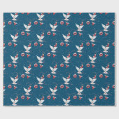 kerstboomduif op blauw cadeaupapier (Vlak)