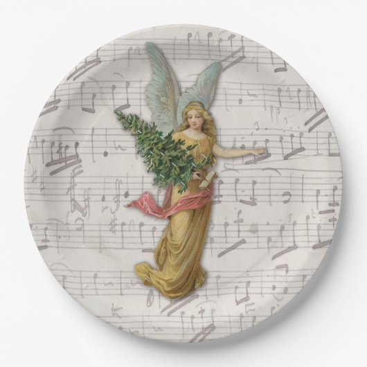 kerstboomengel Antiek Victoriaans papier schroot Papieren Bordje (Voorkant)