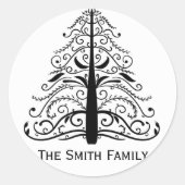 kerstboomenvelop ronde sticker (Voorkant)