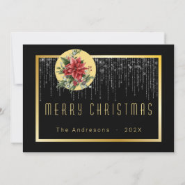 kerstboomfairy Light Cool Gold Family Foto Kaart