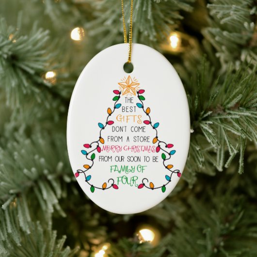kerstboomfamilie met 4 aankondiging van zwangersch keramisch ornament (Boom)