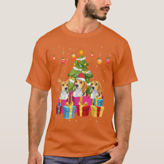 kerstboomfamilie met beagle Santa Dog T-shirt