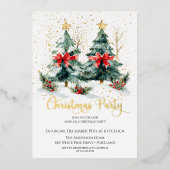 kerstboomfeestdag folie uitnodiging (Voorkant)