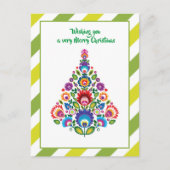 🎄 kerstboomfolklore green Holiday Briefkaart (Voorkant)