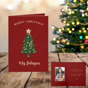 Kerstboomfoto voor muziekleraar feestdagen kaart