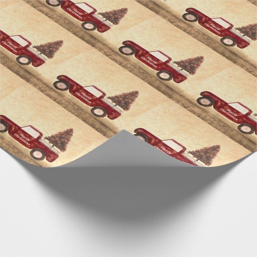  kerstboomgaard Rustisch patroon Cadeaupapier (Hoek)