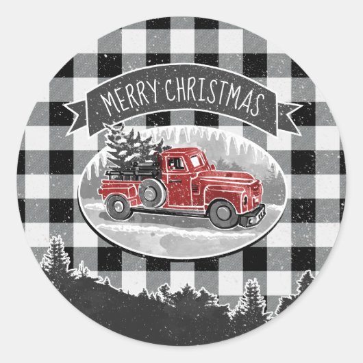 kerstboomgaard witte buffelplaat ronde sticker (Voorkant)