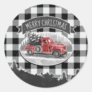 kerstboomgaard witte buffelplaat ronde sticker