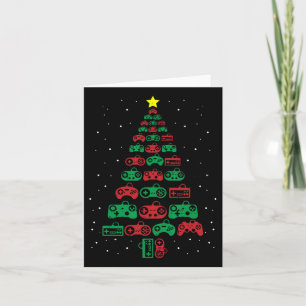 Kerstboomgamer met gamingcontroller kaart