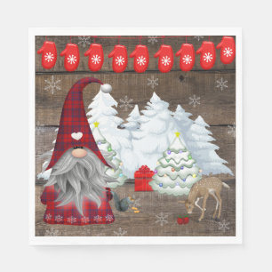 kerstboomgnome Fawn Squirrel Mittens Servet