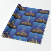kerstboomgoud en blauw cadeaupapier (Uitgerold)
