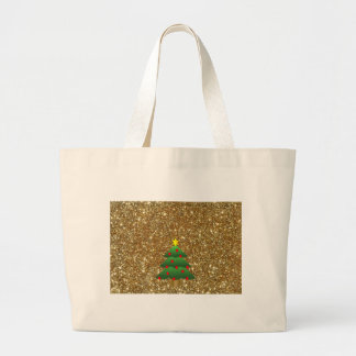 kerstboomgoud Glitter Grote Tote Bag