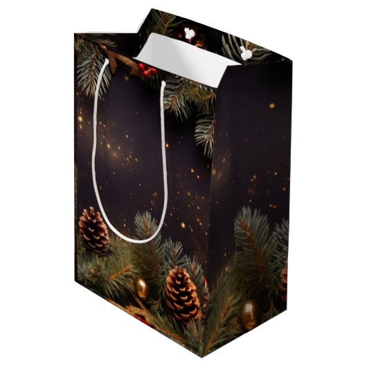 kerstboominpakpapier medium cadeauzakje (Achterkant Gekanteld)