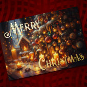 Kerstboomkaarsen getekend met harde pastel folie feestdagenkaart