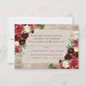 kerstboomkalk Boho Floral Marsala Burlap Entree RSVP Kaartje (Voorkant)