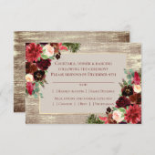 kerstboomkalk Boho Floral Marsala Burlap Entree RSVP Kaartje (Voorkant / Achterkant)