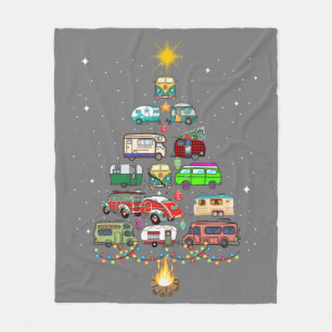 Kerstboomkampeerauto's kampeerspoor fleece deken
