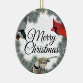 kerstboomkardinaal Nuthatch Chickadee Pine Keramisch Ornament (Rechts)