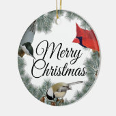 kerstboomkardinaal Nuthatch Chickadee Pine Keramisch Ornament (Links)