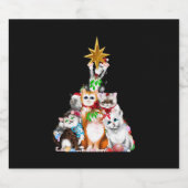 kerstboomkatten sparkling wijnetiket (Enkel label)